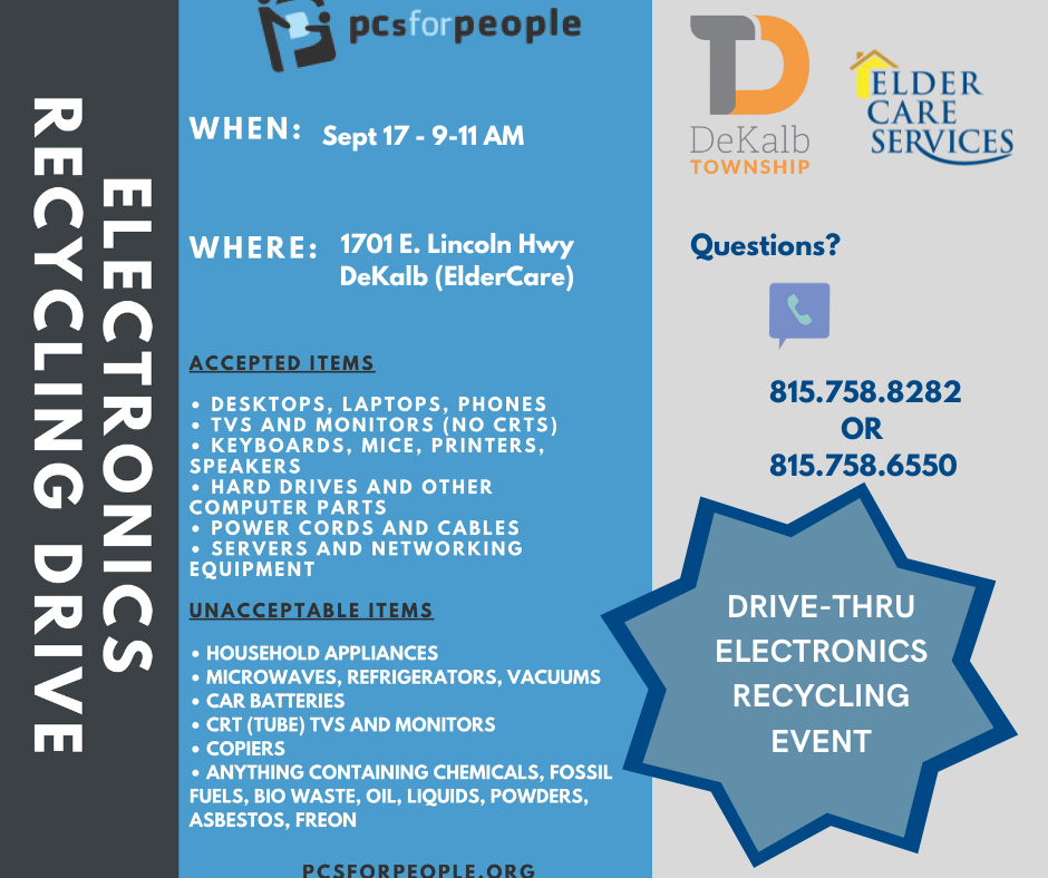 Electronics Recycling Event Coming Soon (Offsite Elder Care) DeKalb